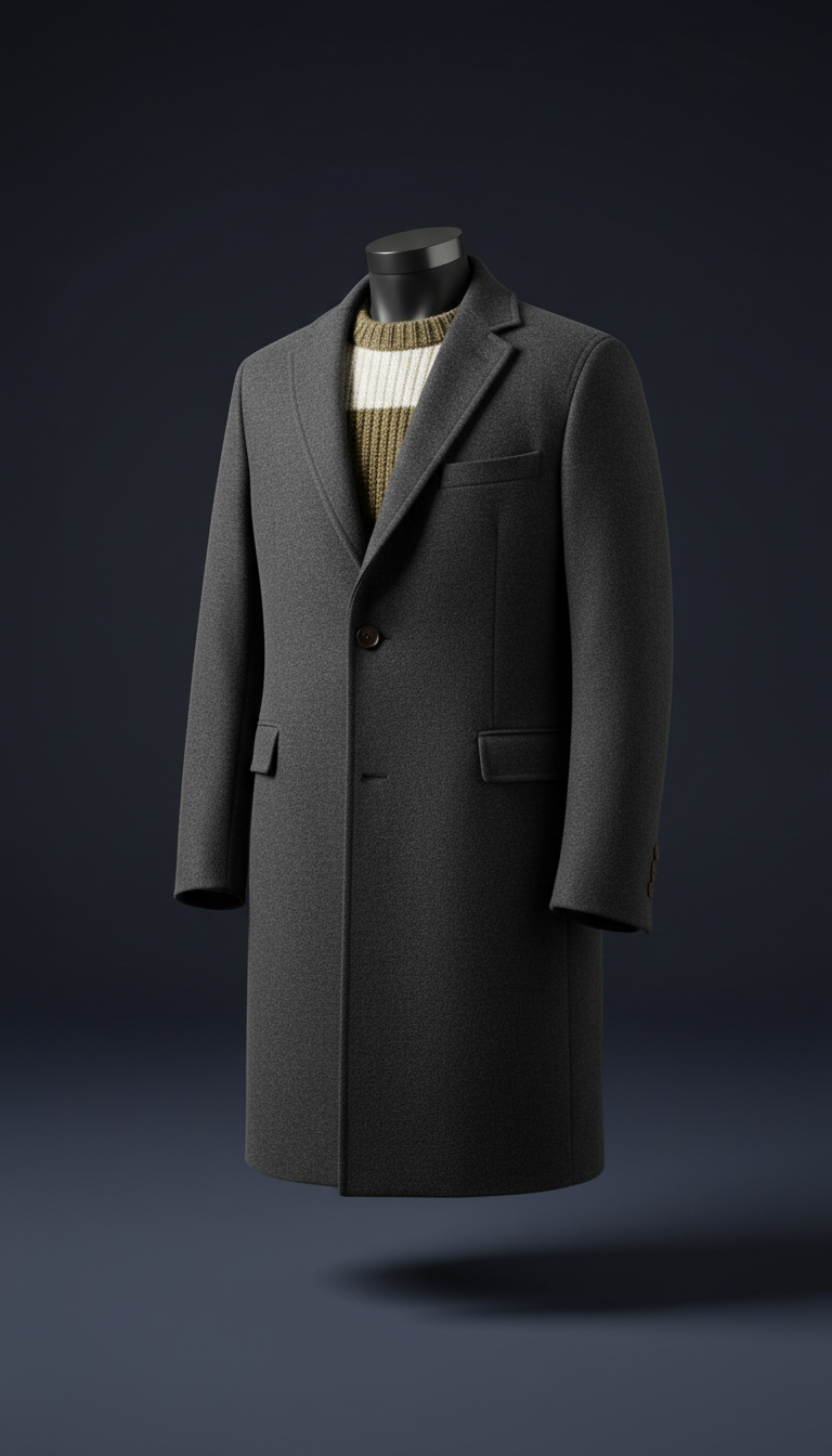 Wool Blend Tailored Coat